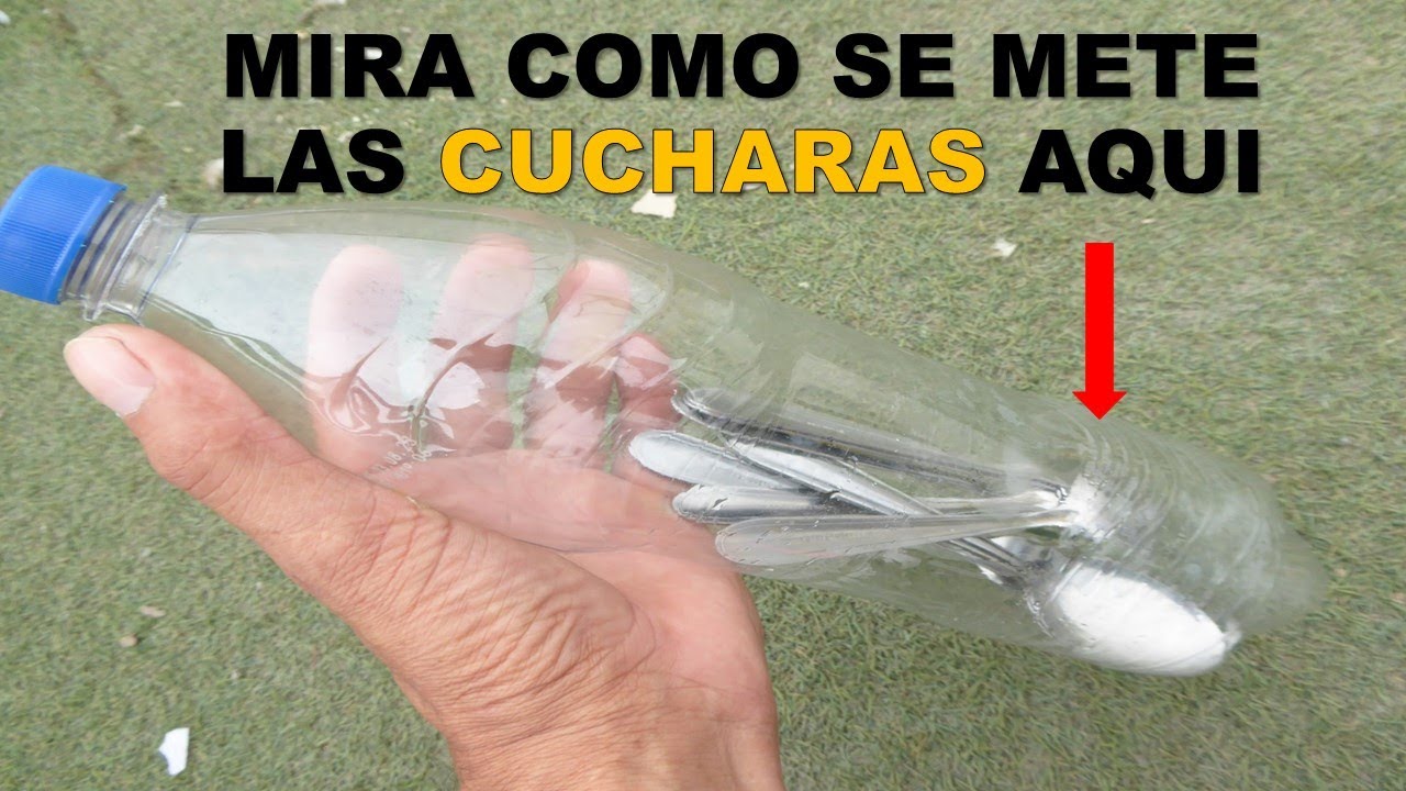Como meter las CUCHARAS en la botellas descartables de plástico