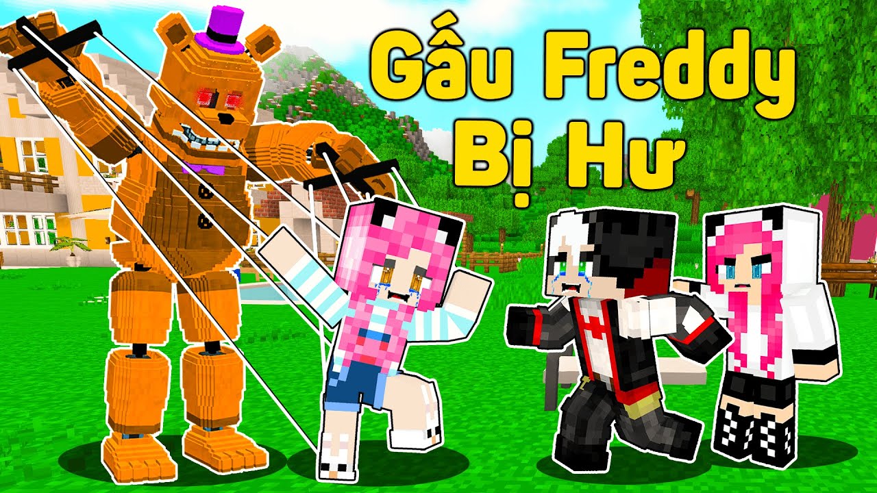 MỀU THỬ TH&Aacute;CH 24 GIỜ X&Acirc;Y NH&Agrave; H&Agrave;NG GẤU FREDDY TRONG MINECRAFT*REDHOOD CỨU MỀU KHỎI ROBOT FREDDY BỊ HƯ