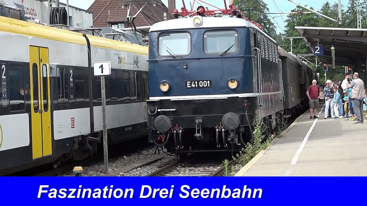Fahrt mit der Elektromotive  E 41001 auf der Dreiseenbahn