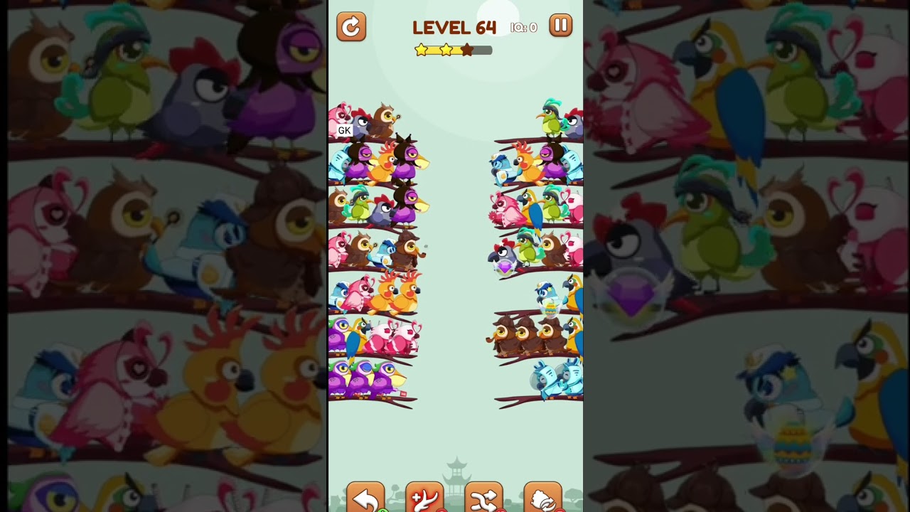 Bird Sort 2: Color Puzzle Level 63, Level 64 Successfully Completed