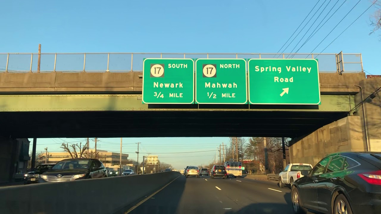 Early morning driving New Jersey Fort Lee to Fair Lawn NJ-4 W to NJ-208 N