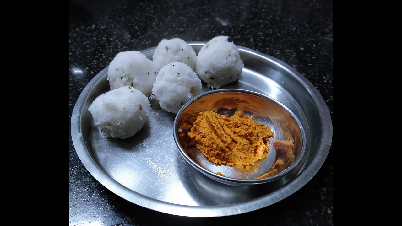 Undi & Loshne Chutney (ಪುಂಡಿ ಮತ್ತು ಬೆಳ್ಳುಳ್ಳಿ ಚಟ್ನಿ, Steamed Rice Balls & Garlic Chutney)-Konkani