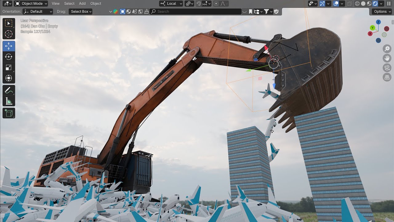 Bài tập Blender nâng cao: Rig máy xúc