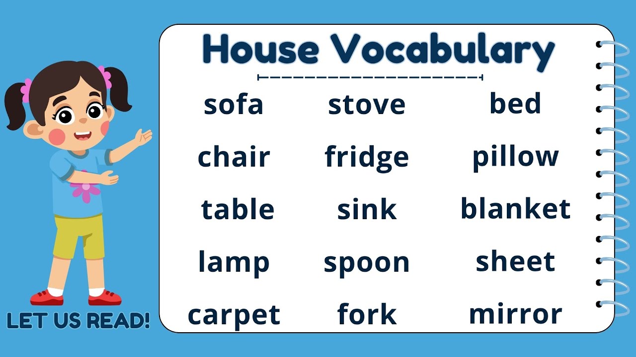 HOUSE VOCABULARY | ROOMS & AREAS, ITEMS, & HOUSE PARTS | Read along with me | with Teacher Jake