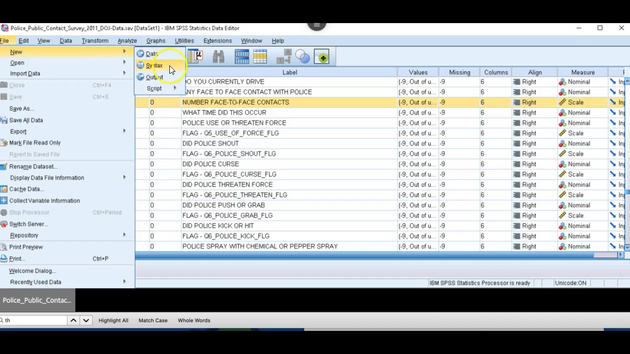 Running QUICK Frequencies in SPSS using Syntax