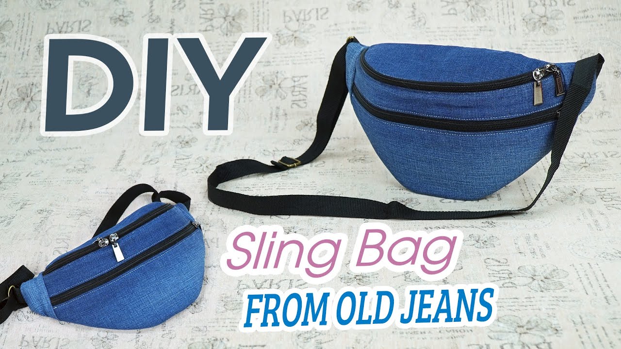 DIY How To Make a Sling Bag From Old Jeans - Recycling Old Jeans