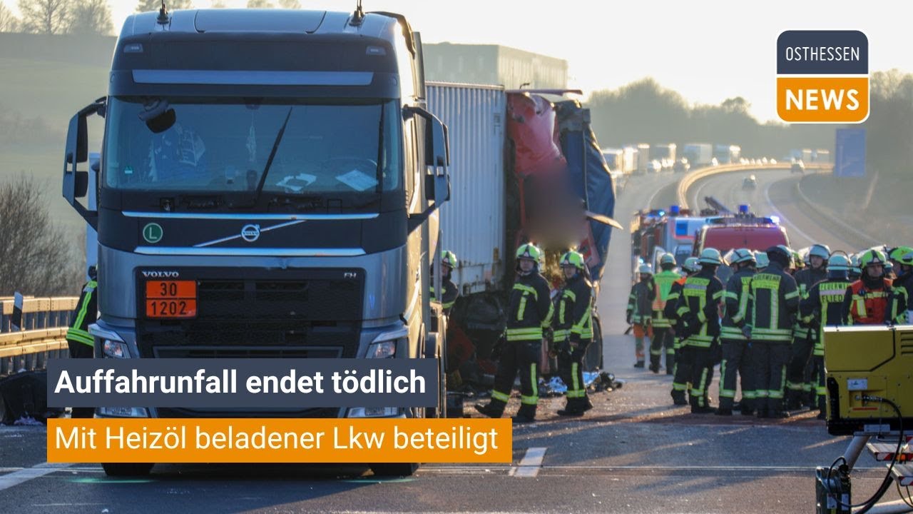 FLIEDEN: Auffahrunfall auf der A66 endet tödlich - mit Heizöl beladener Lkw beteiligt