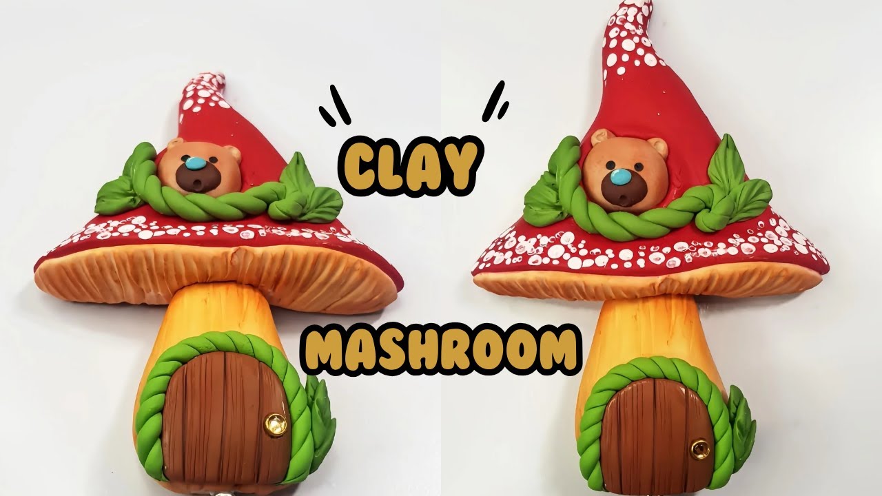 DIY Clay Mushrooms 🍄 | Aesthetic Room Decor Tutorial for Beginners | Best out of Waste