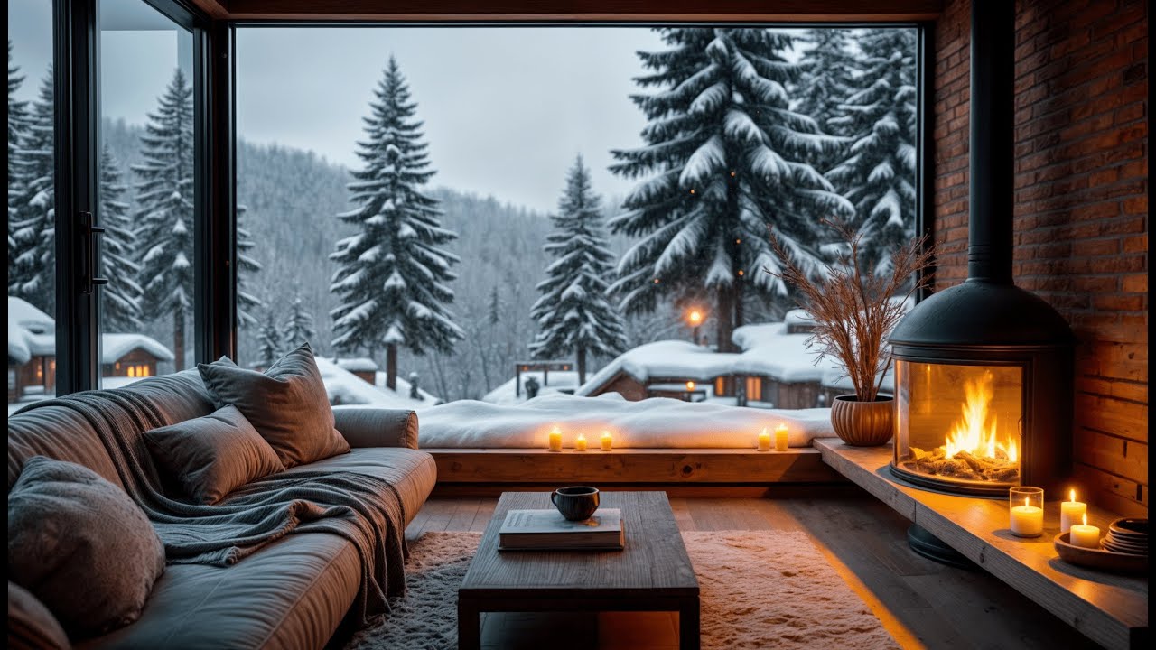 Cozy Winter Study With Me &mdash; Crackling Fire & Snowstorm 4K