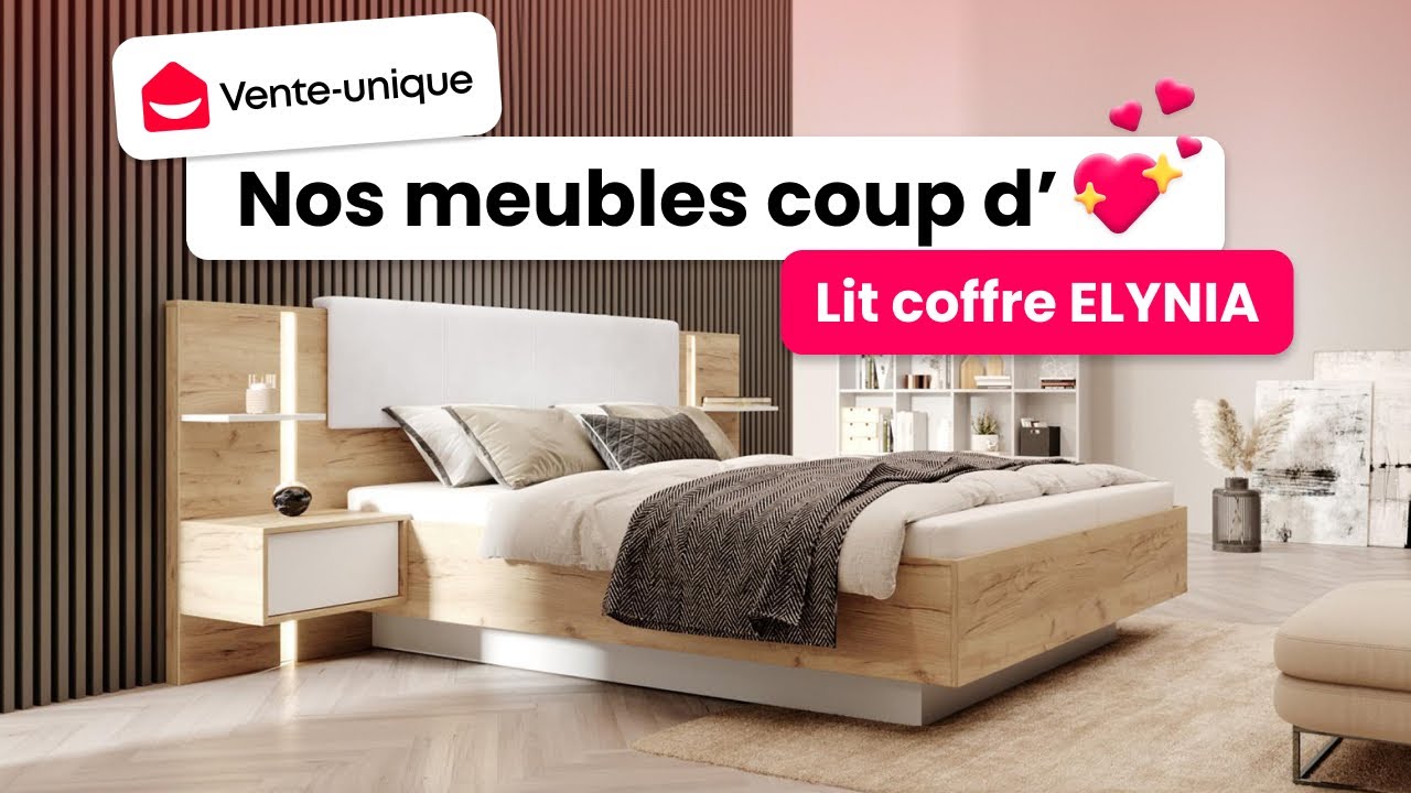 Lit Coffre avec Chevets et LEDs int&eacute;gr&eacute;s ELYNIA