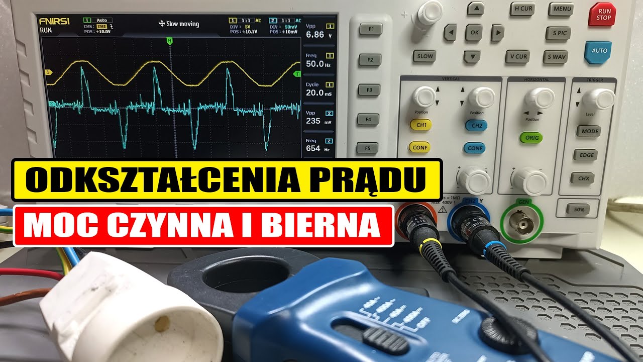Odkształcenia, przesunięcie fazowe, cos(fi), moc bierna i czynna - od podstaw