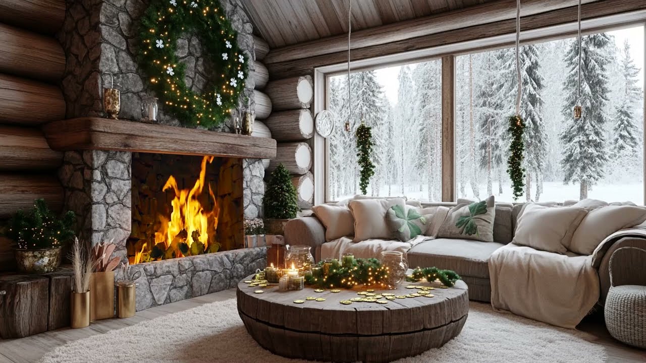 Winter Snow And Crackling Fire Sounds Form A Cozy Atmosphere Of Gentle Calm