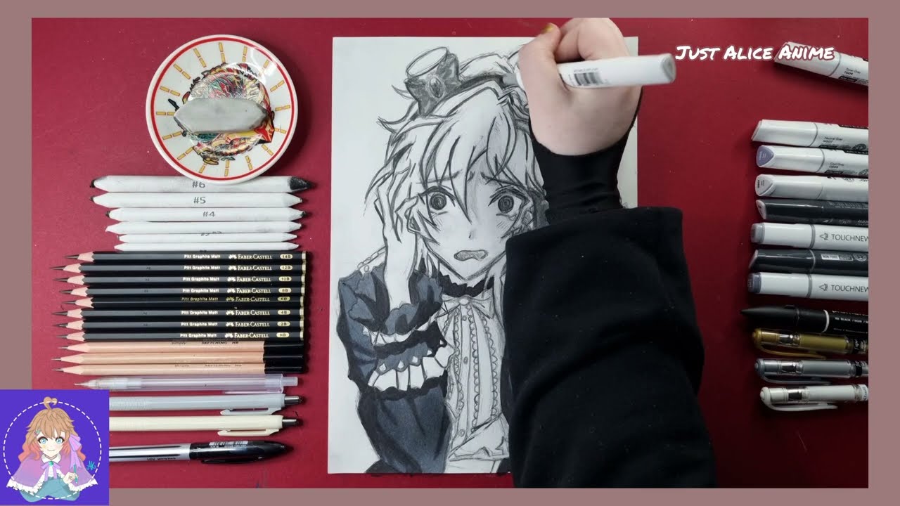 ⭐️Ensemble Stars 🎶Nazuna Nito⌛️drawing part 1 sketch and monochrome version past Valkyrie⏳️fanart🎨