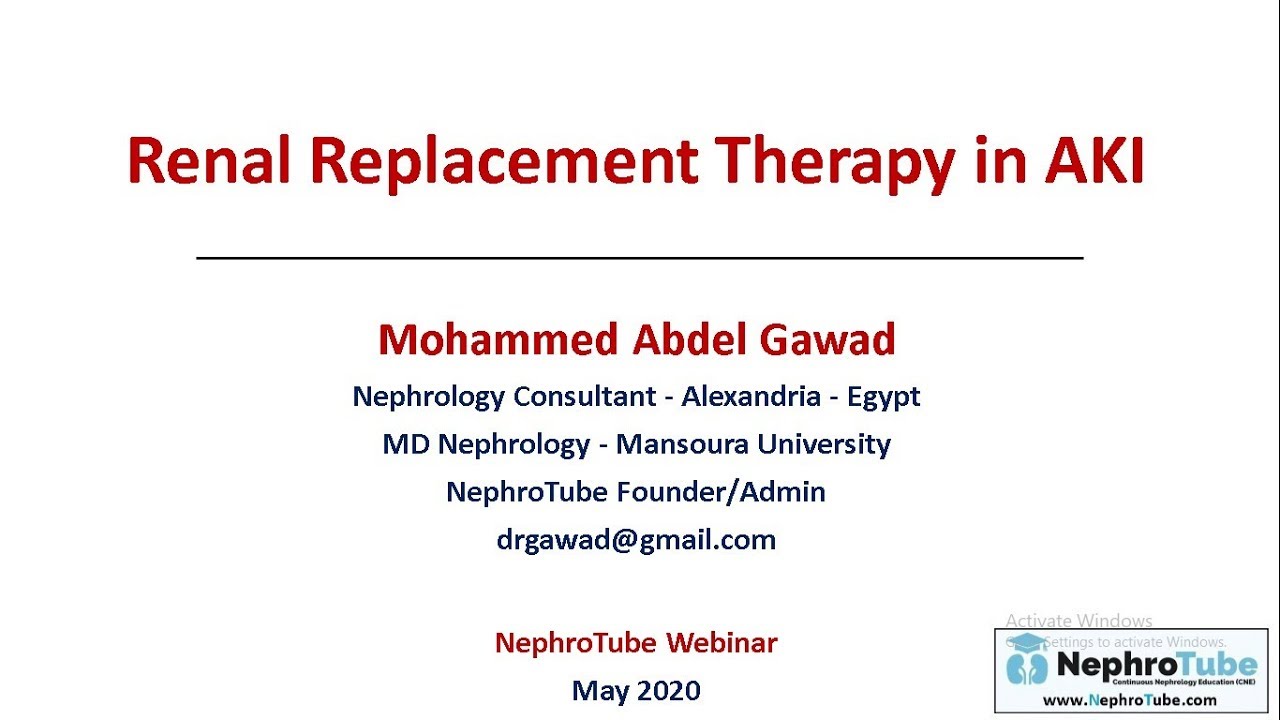 Renal Replacement therapy in AKI (Arabic Language) - Dr. Gawad