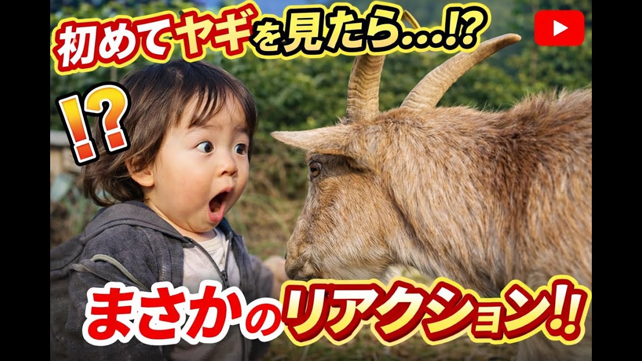 【これは予想以上!!!】我が家の1歳児、はじめてのヤギに出会ったら想像以上のリアクションでした！(笑)
