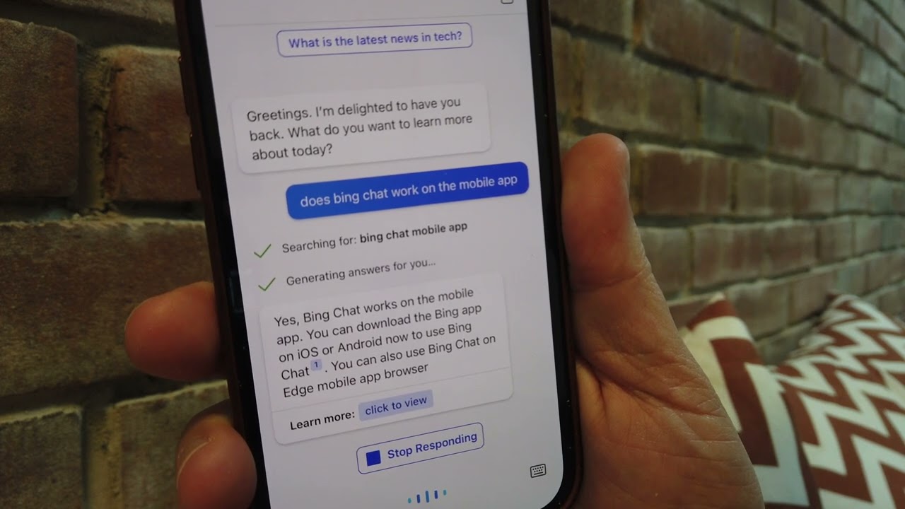 Bing Chat On iOS mobile app
