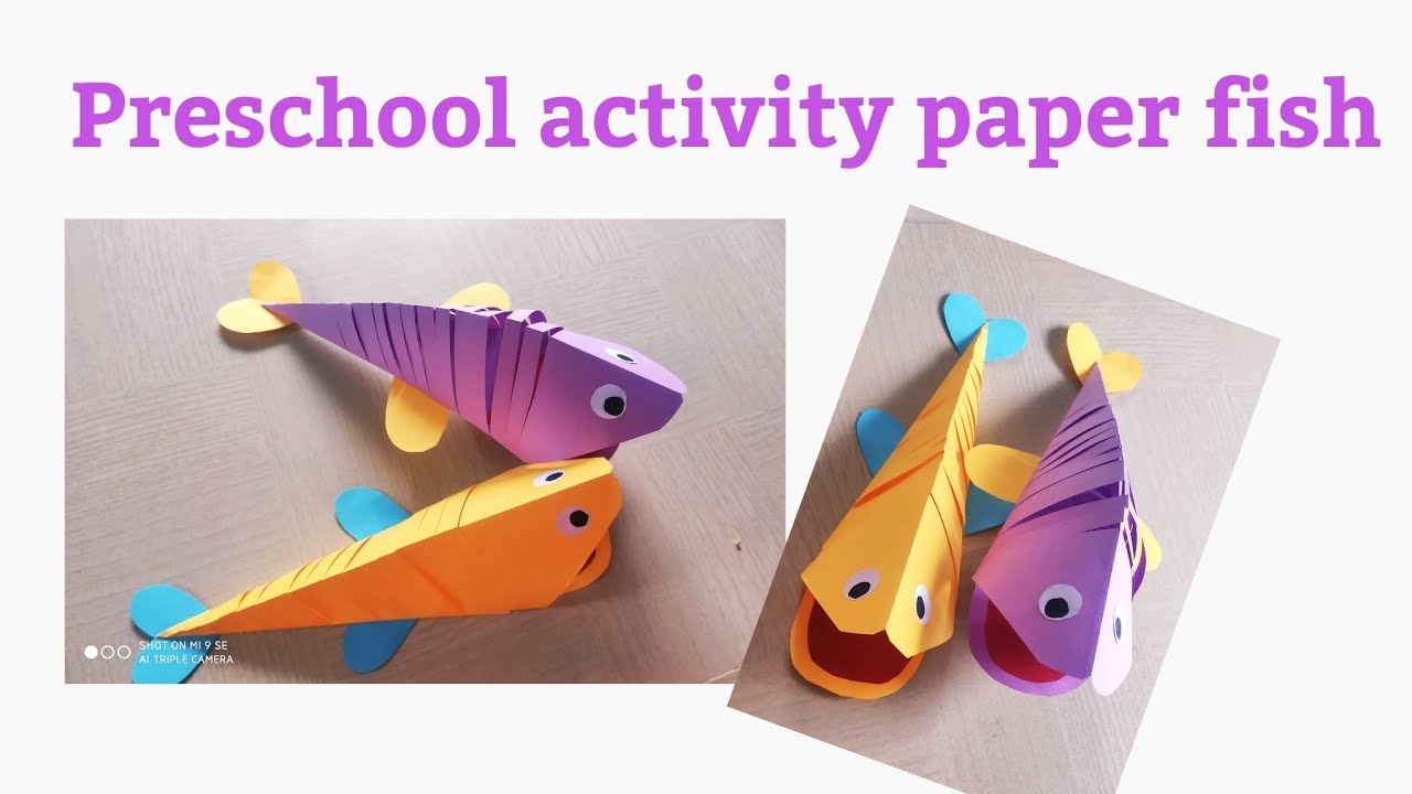 Paper fish | preschool activity | Home schooling activity | Home crafts by kanthi