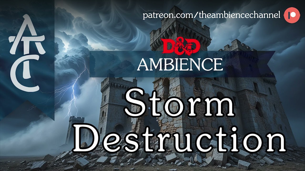 RPG | D&D Ambience - Storm Destruction (storm, wind, tornado, collapsing buildings, falling trees)