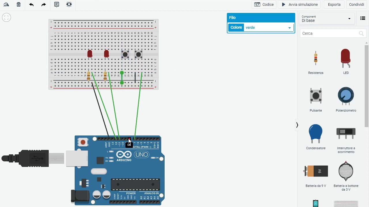 simulazione arduino su tinkercad