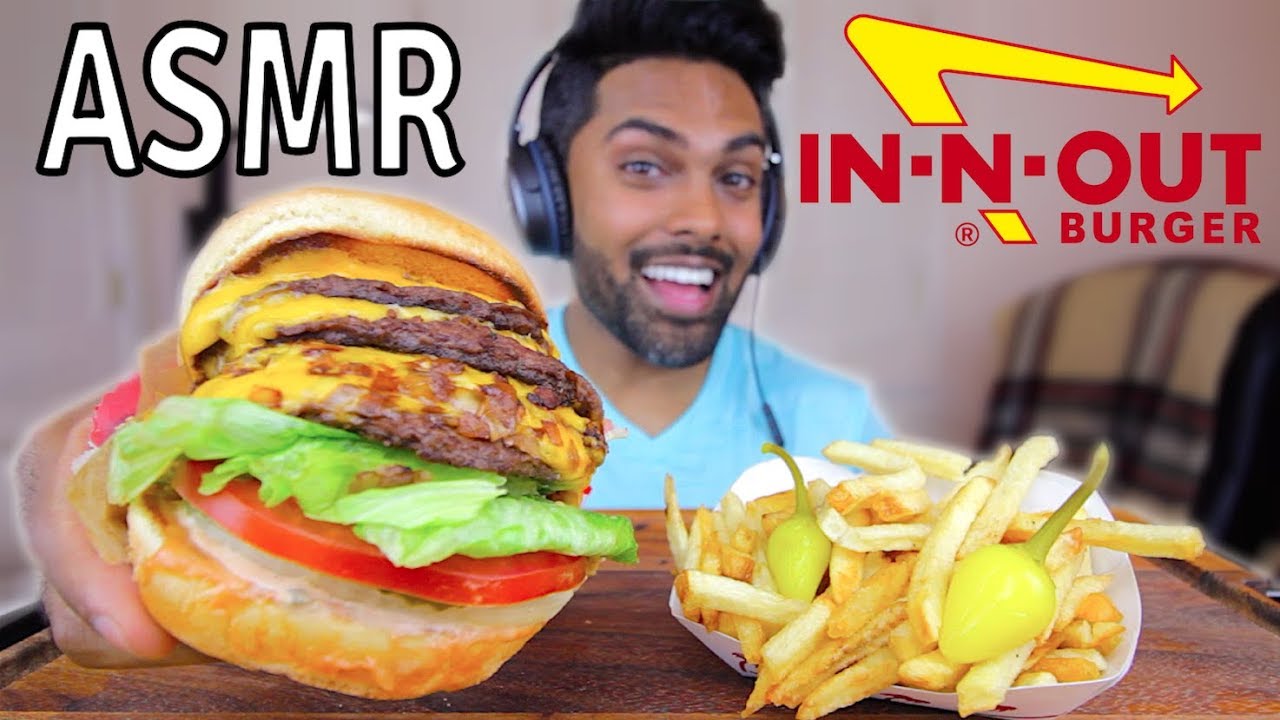 IN-N-OUT 4x4 BURGER AND FRIES | ASMR