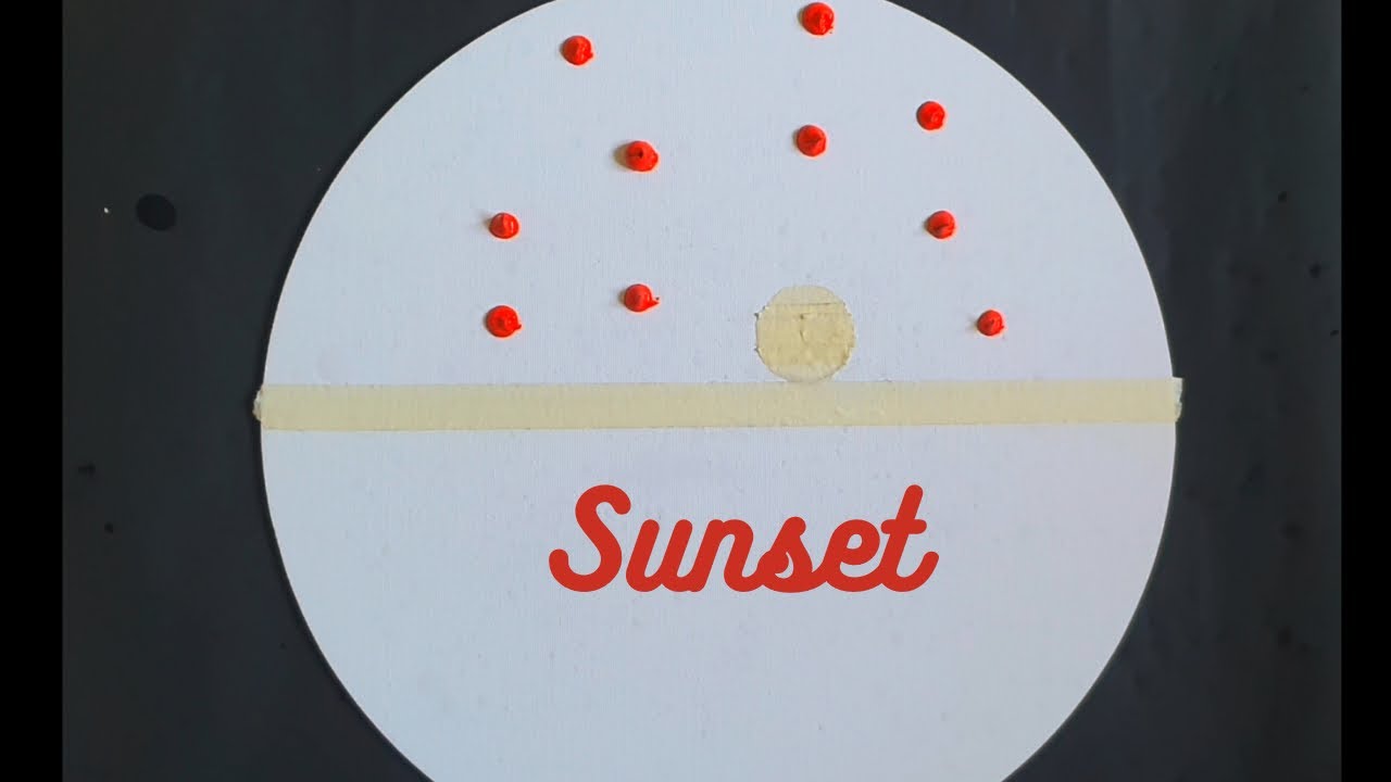 Easy acrylic painting for beginners | easy sunset painting video | Round canvas painting