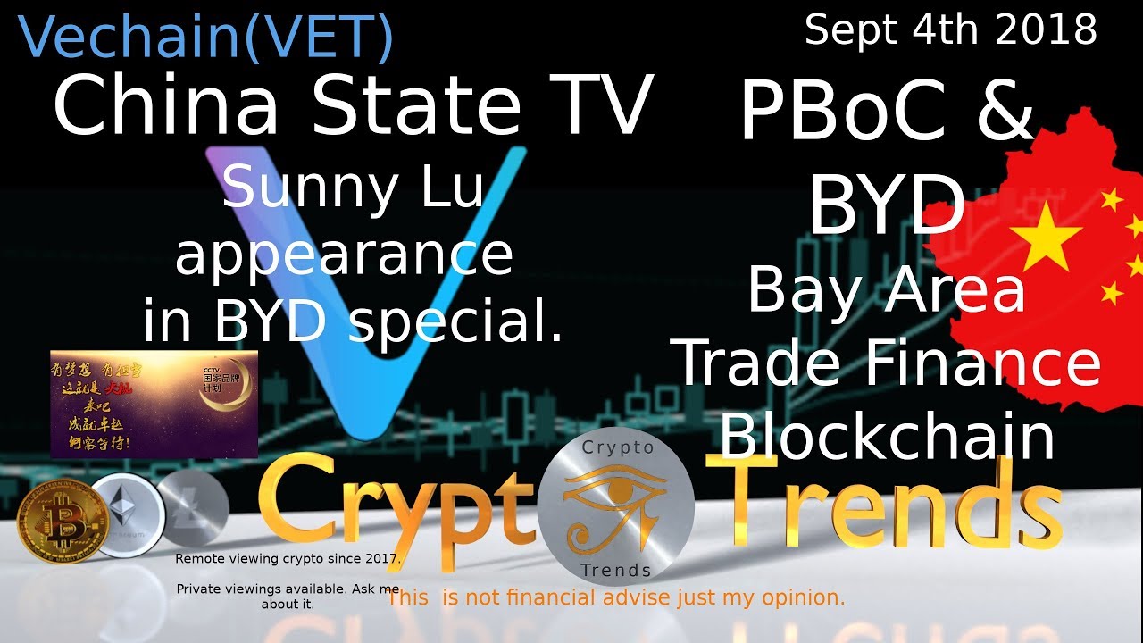 HUGE! VET Vechain-On China's State TV. PBoc, BYD and the Bay Area Trade Finance Blockchain Platform