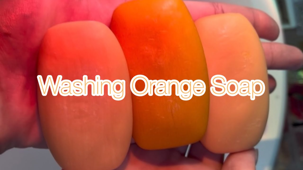Washing Orange Soap🍊🧡#soapasmr #soaplove #washingsoap #Mon_eymy_Asmr 
