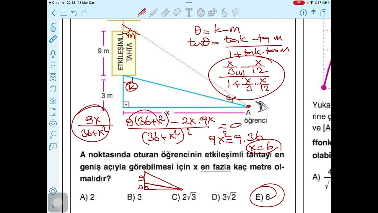Türev ekstremum problemleri 2 /2026