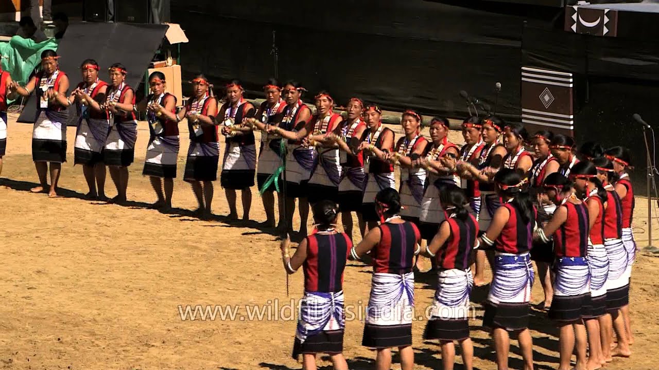 Pochury women in colourful attire performs at Naga Heritage Village