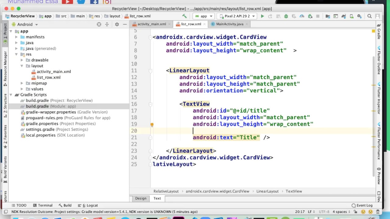 58   Android Studio  RecyclerView