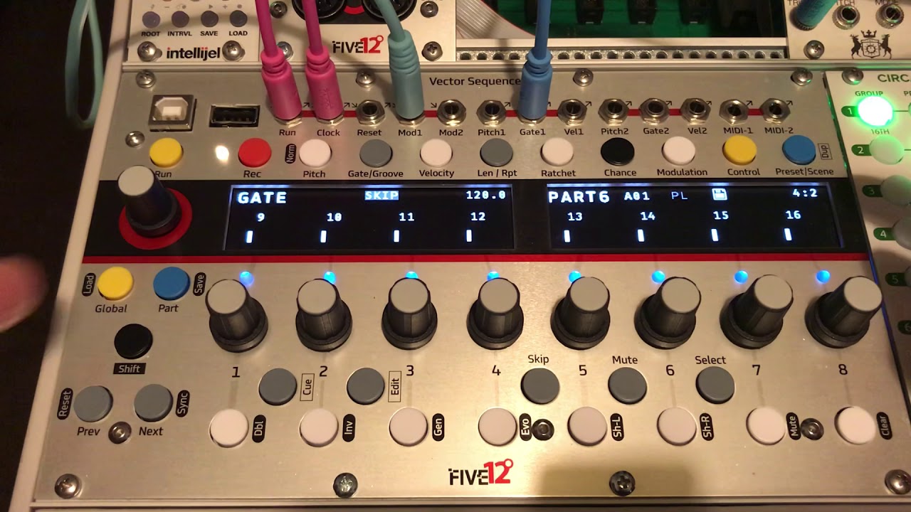 Making interesting high hat patterns using the 512 Vector sequencer and a few other modules