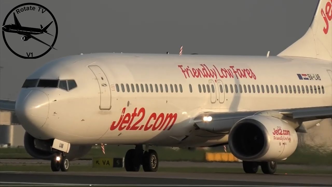 Close up of Jet2 Boeing 737-800 Reg 9A-LAB Taking Off At Manchester Airport 