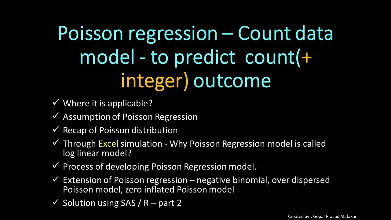 Introduction to Poisson regression n Count Data Model (Negative binomial etc.)