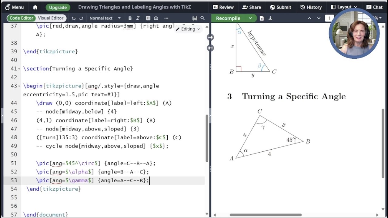 Drawing Angles and Triangles with TikZ (Unlocking LaTeX Graphics - Video 37)