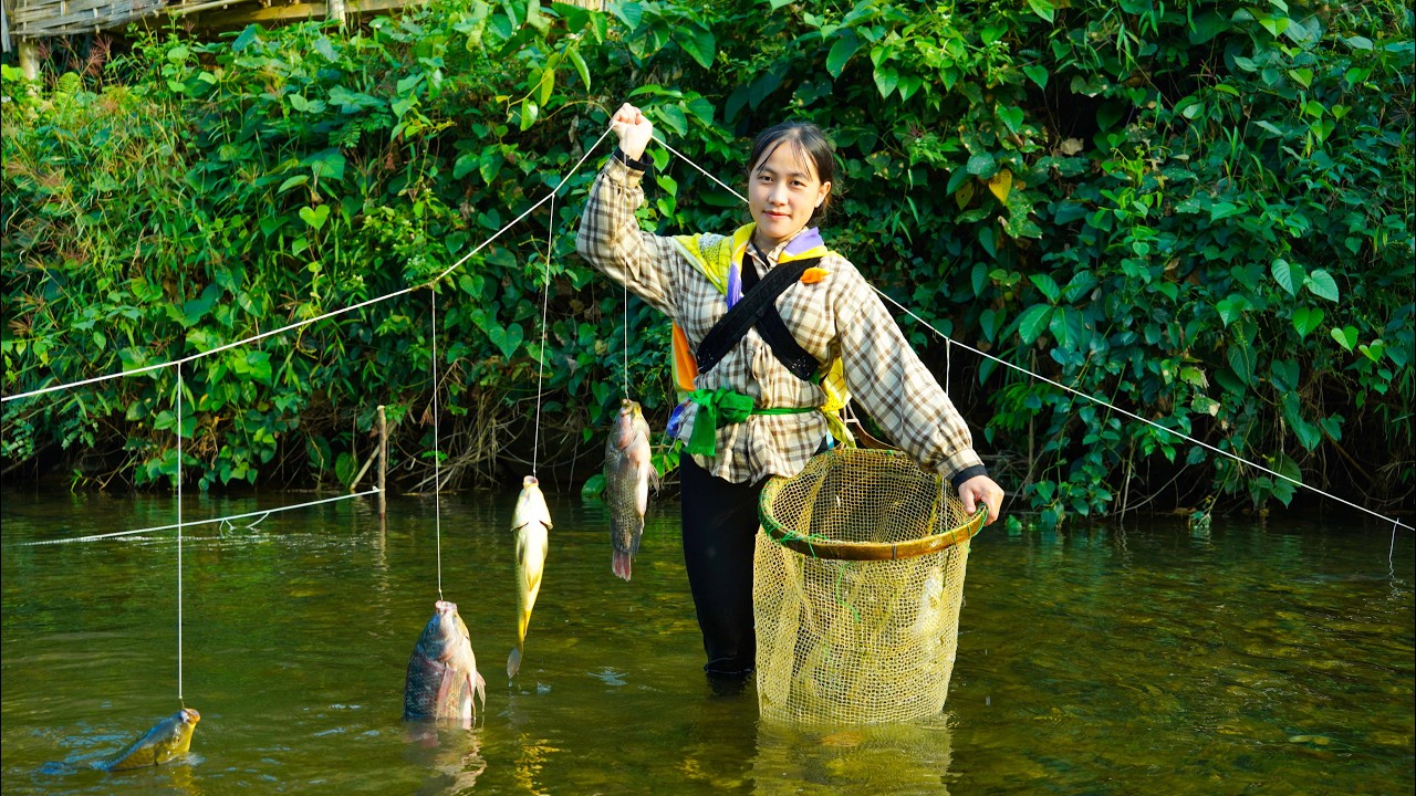 A single mother catches giant fish in the wild. Building a life amidst nature.