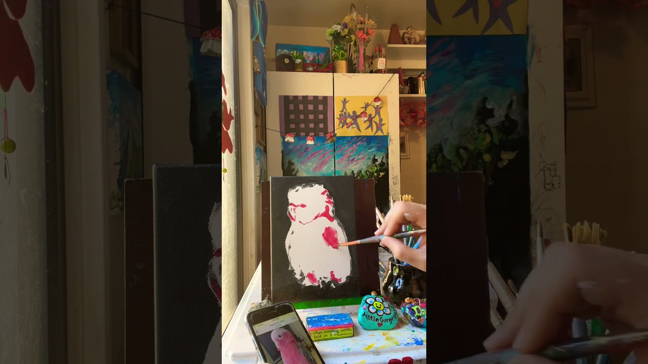 Let's Paint A Pink Bird! 🩷 #acryliconcanvas