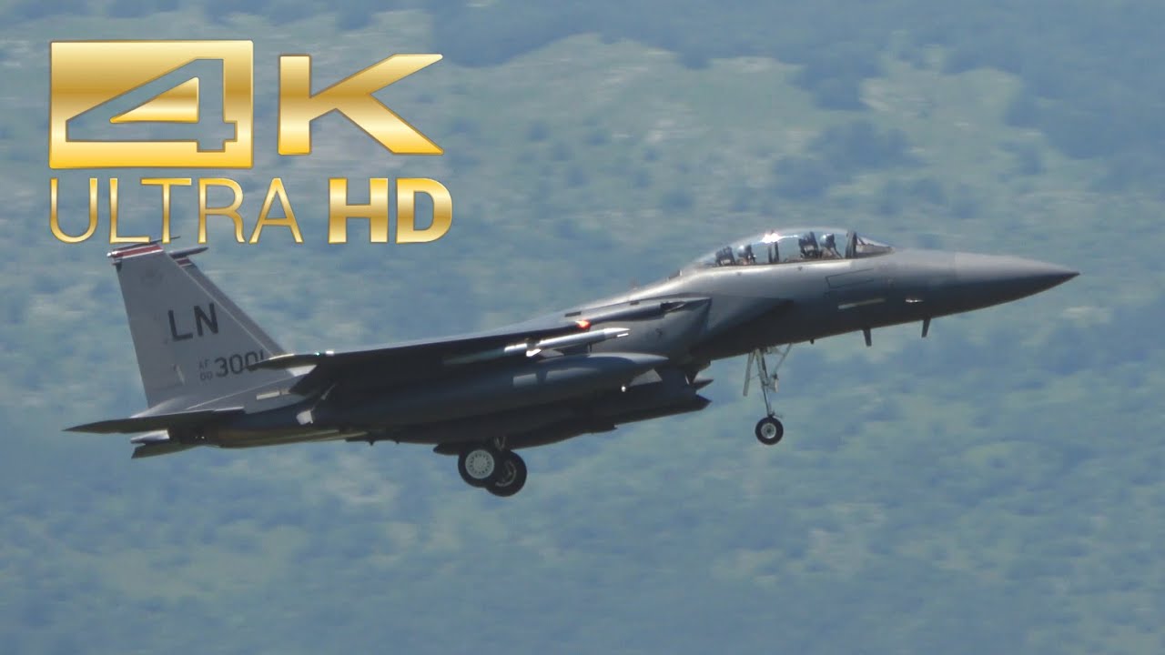 (4K) 6 Boeing F-15E Strike Eagle United States Air Force USAF arrival at Aviano Air Base Italy LIPA