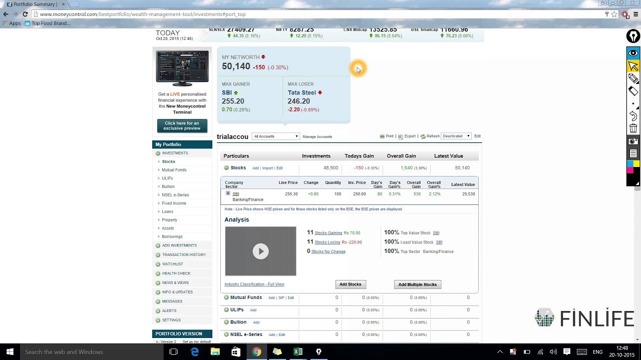 Tracking Your portfolio Follow on Video.