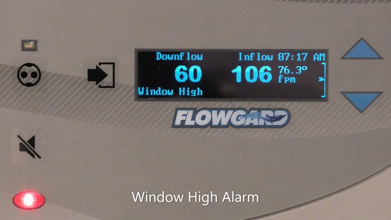 Window & Airflow Alarms on the FlowGard Control System (Biosafety Cabinet Class II Type A2)