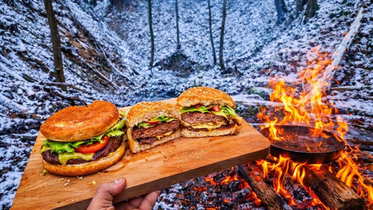 Cooking Juicy Burgers in the Snow (-15°C)