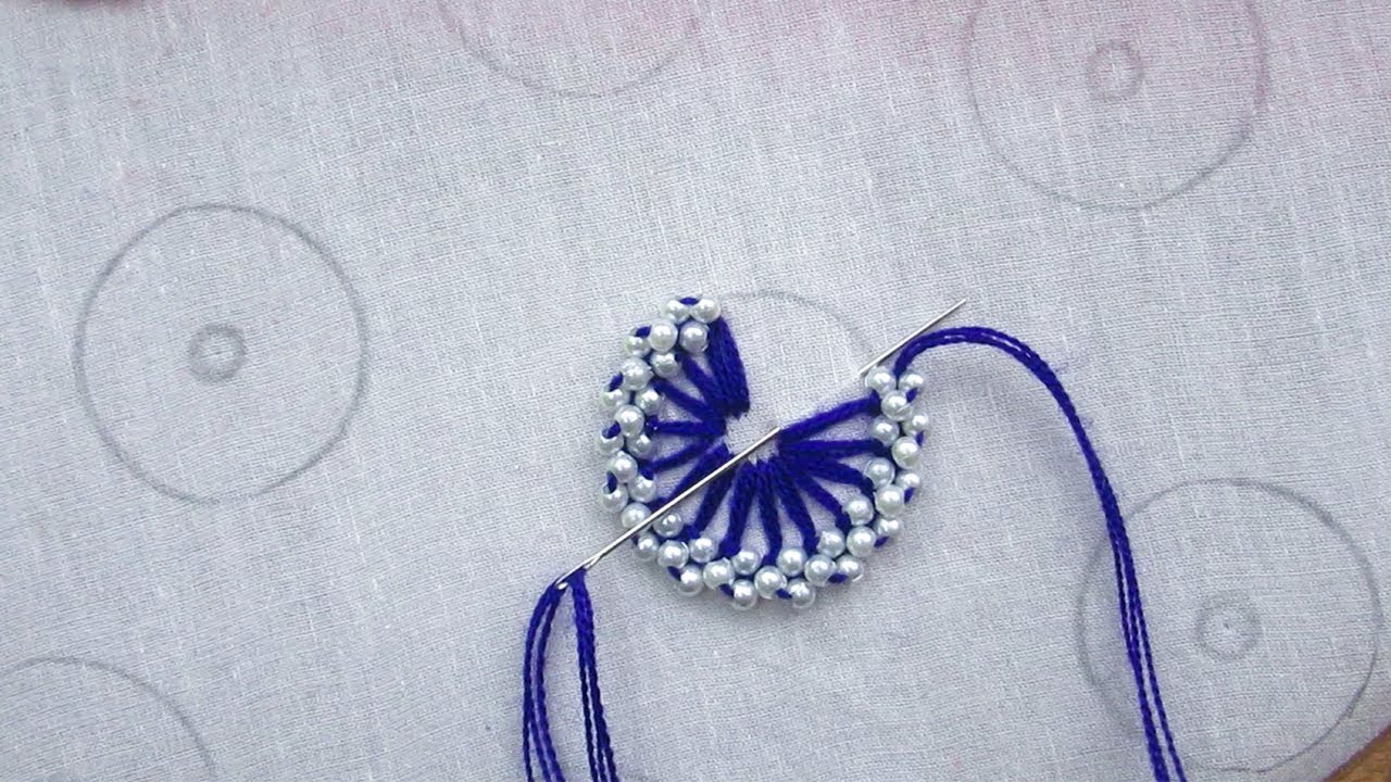 hand embroidery all over design for dress, all over embroidery tutorial with pearl beads
