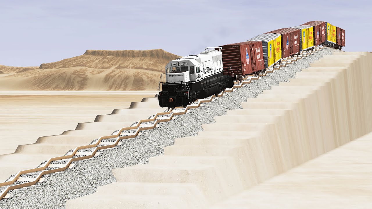 Trains vs Stairs - Beamng Drive