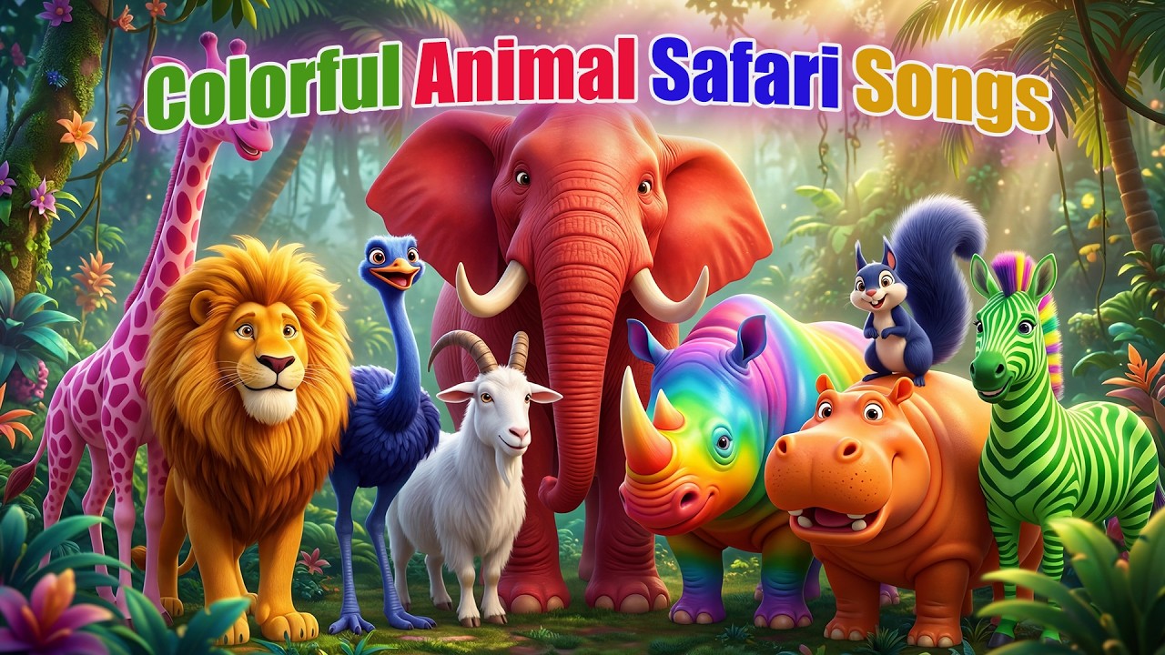 Colorful Animal Safari Songs | Animal Colorful in The Lake | Zazzy Melody