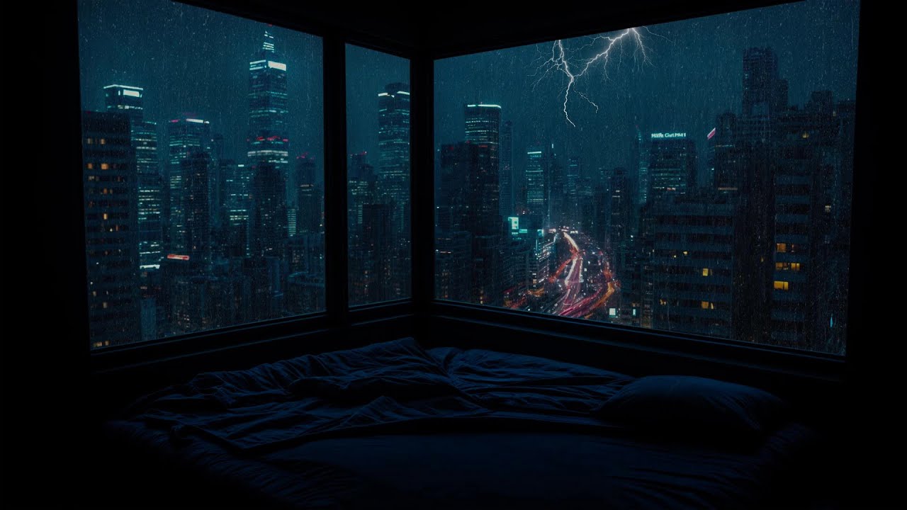 No More Thinking Tonight. | Peaceful Night Sounds for Stress Relief with Thunder