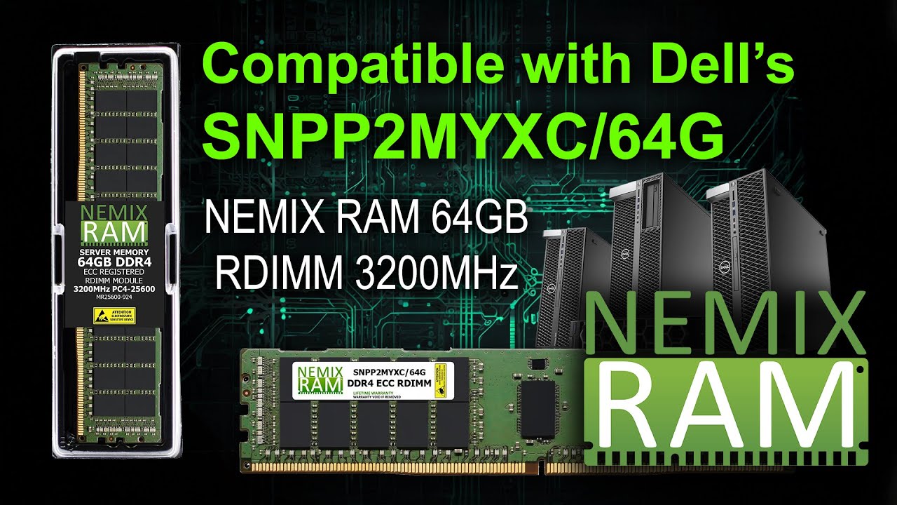 NEMIX RAM MR25600-924 | 64GB DDR4 3200 RDIMM | Compaible w/Dell SNPP2MYXC/64G Server/Workstation RAM