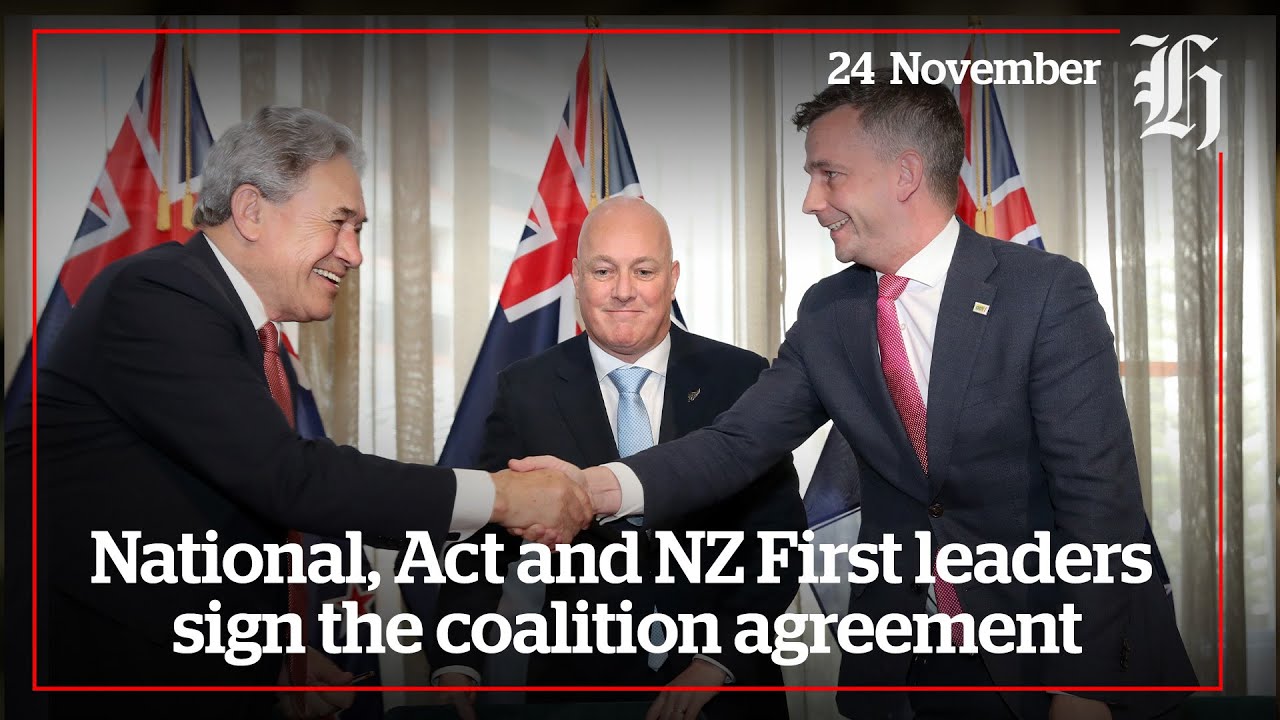 National, Act and NZ First leaders sign the coalition agreement  | nzherald.co.nz