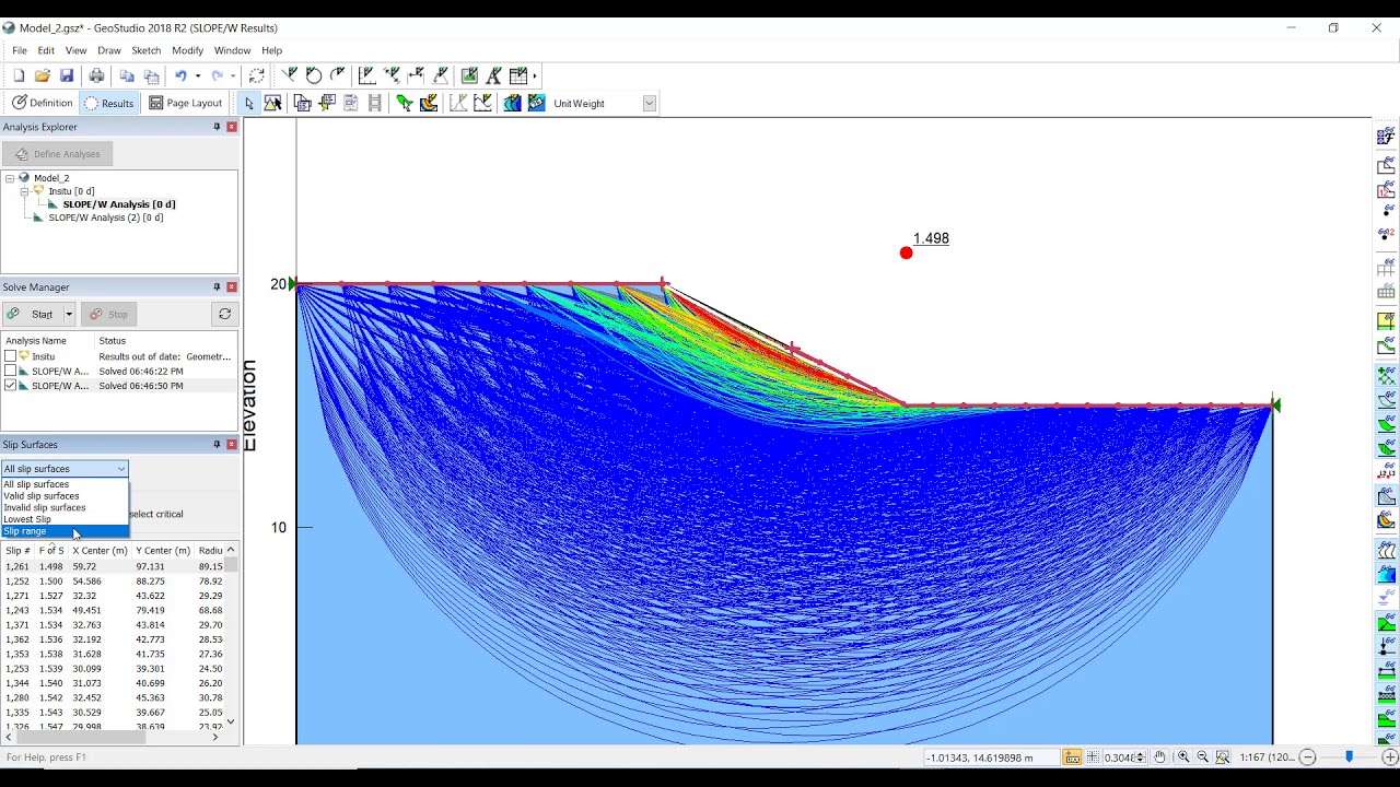 GeoStudio (SlopeW)- Slope Stability Analysis Using Strength Reduction Analysis
