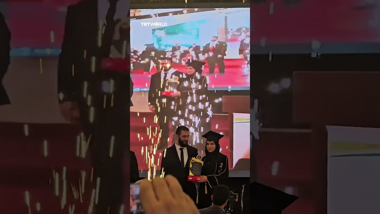Syria&rsquo;s First Lady receives graduation award from husband, President Al Sharaa