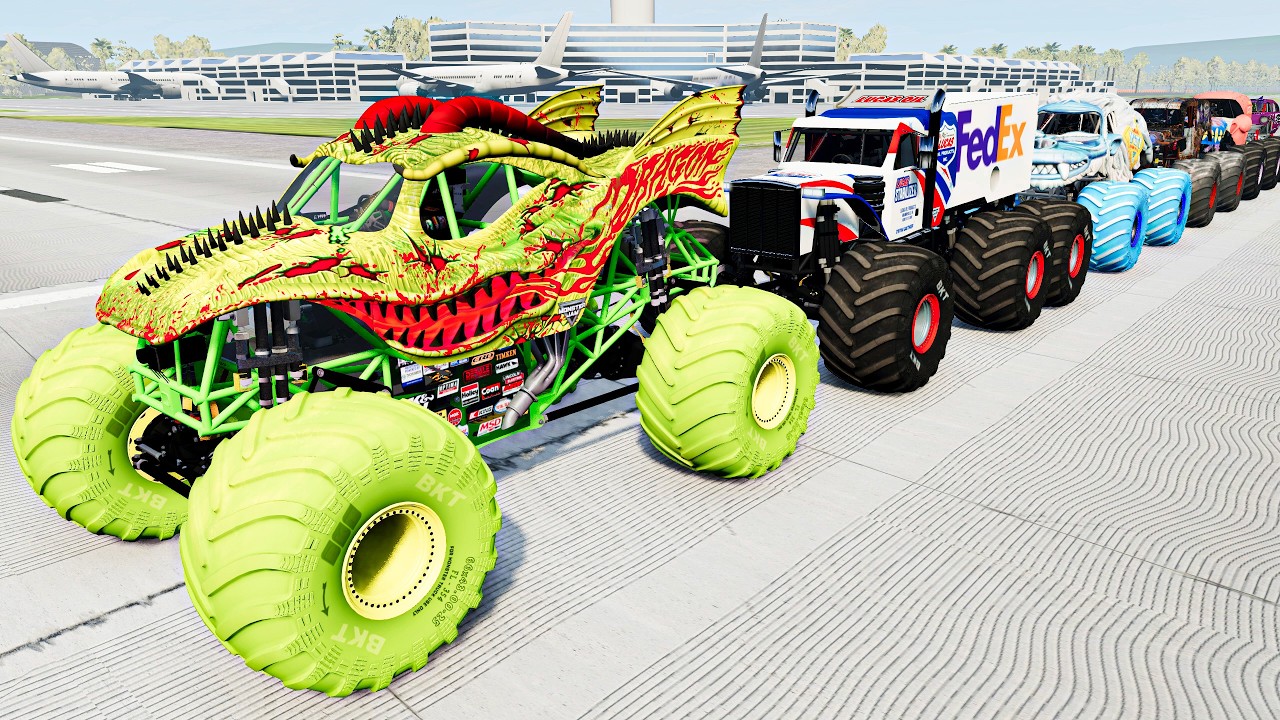 Monster Trucks Big Air and Insane Crush & Crash Spectacle - BeamNG Drive High Speed Trucks Freestyle