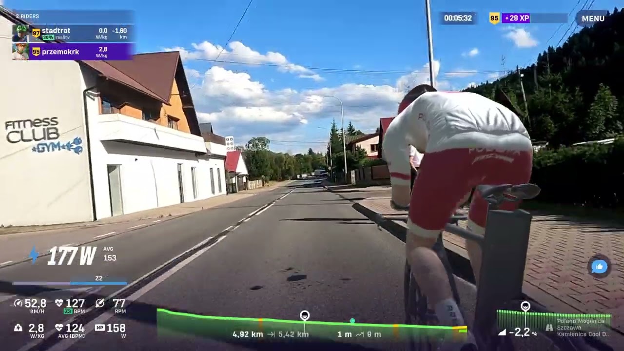 Rouvy.Test my new short ar route for cool down.